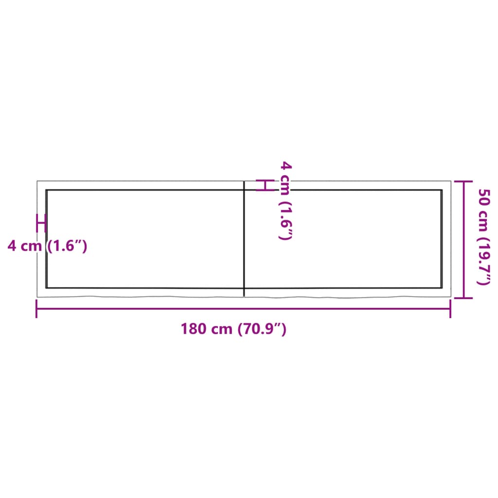 vidaXL Estante de pared madera maciza roble sin tratar 180x50x(2-4) cm