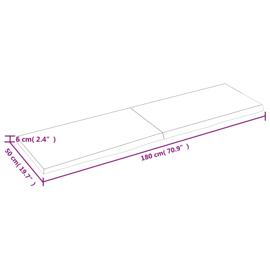 vidaXL Estante de pared madera maciza roble sin tratar 180x50x(2-6) cm