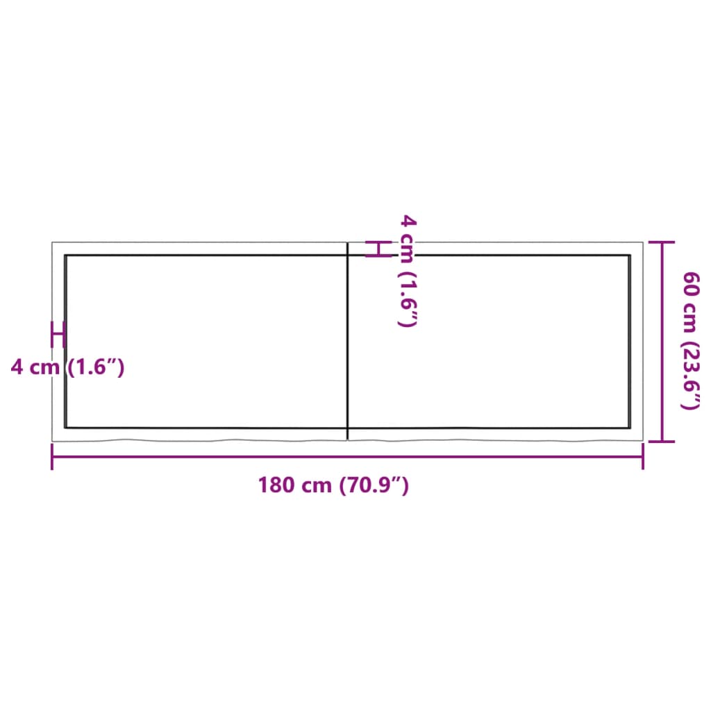 vidaXL Estante de pared madera maciza roble sin tratar 180x60x(2-4) cm