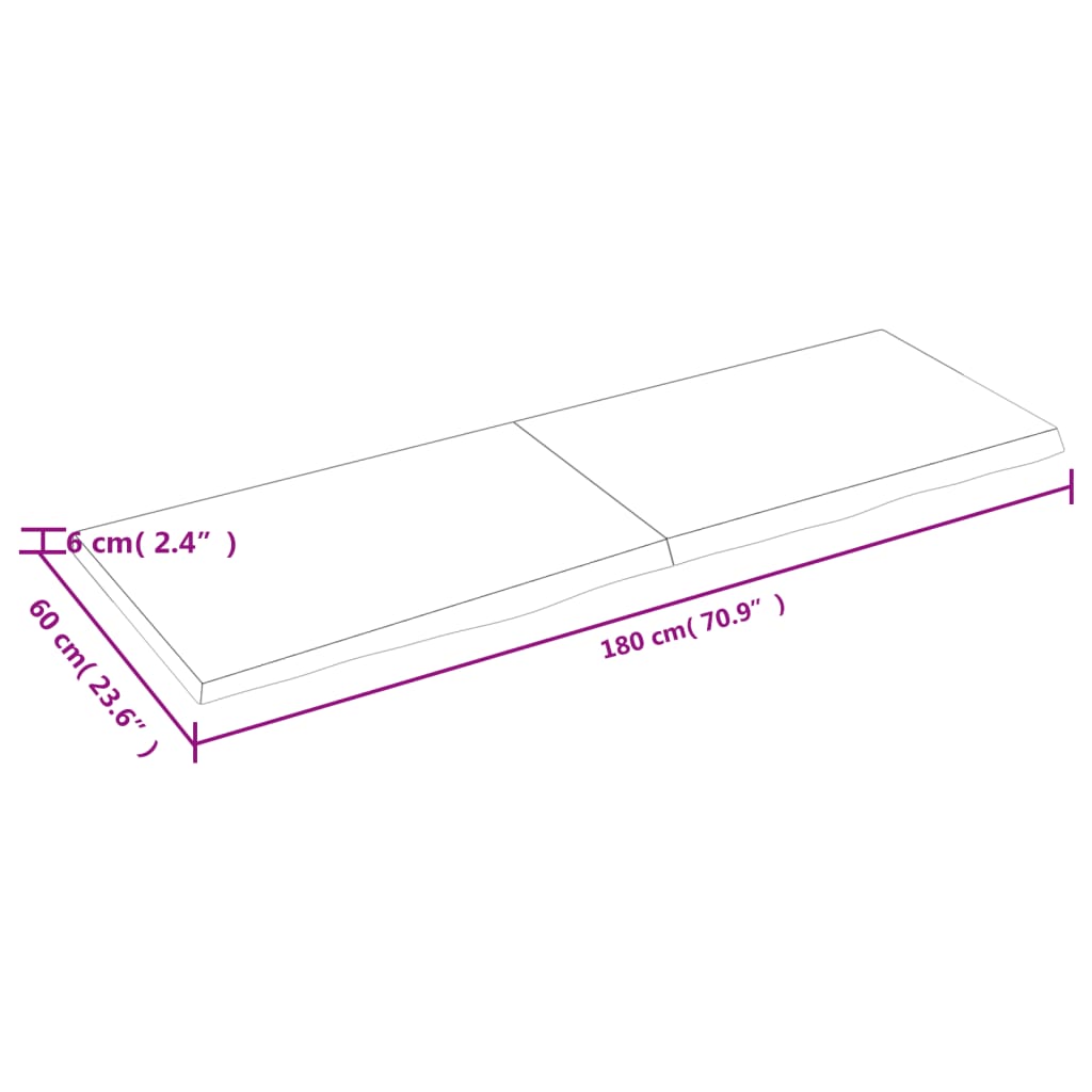 vidaXL Estante de pared madera maciza roble sin tratar 180x60x(2-6) cm