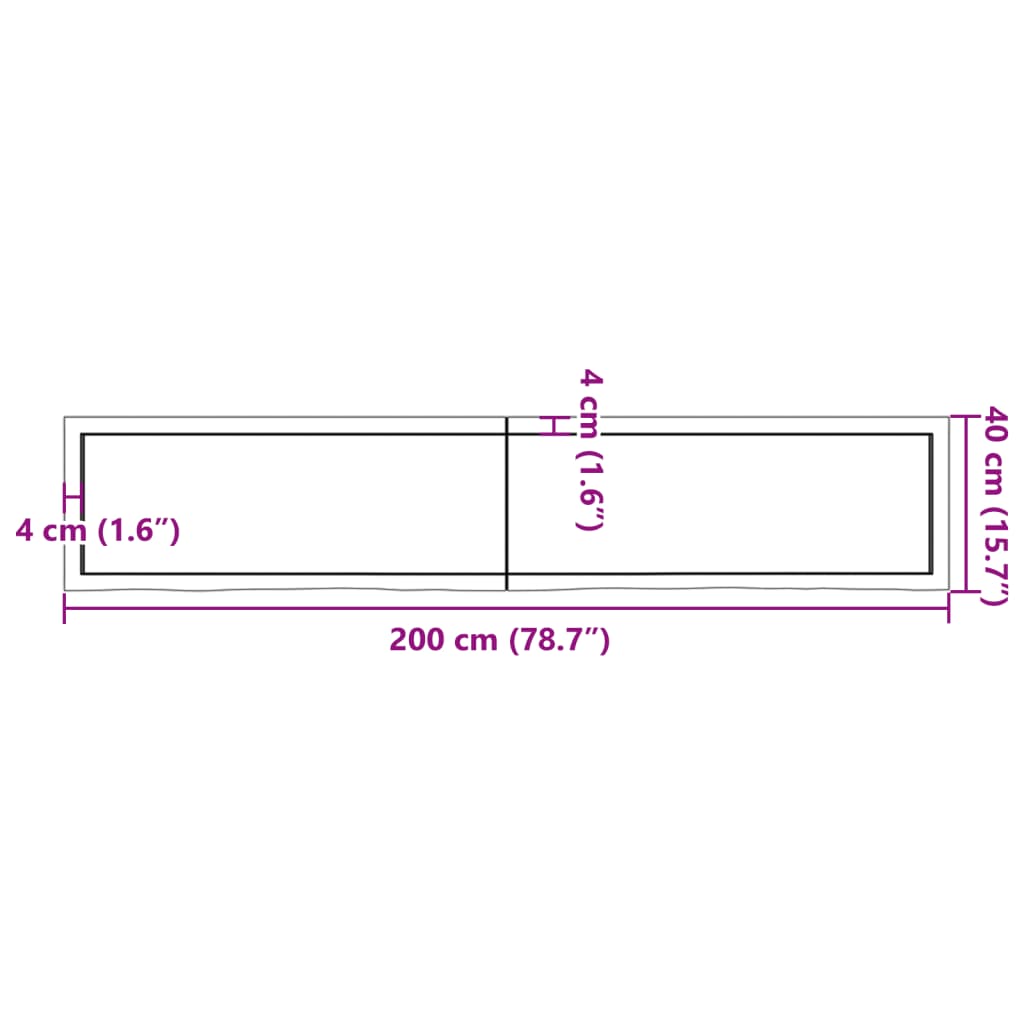 vidaXL Estante de pared madera maciza roble sin tratar 200x40x(2-6) cm