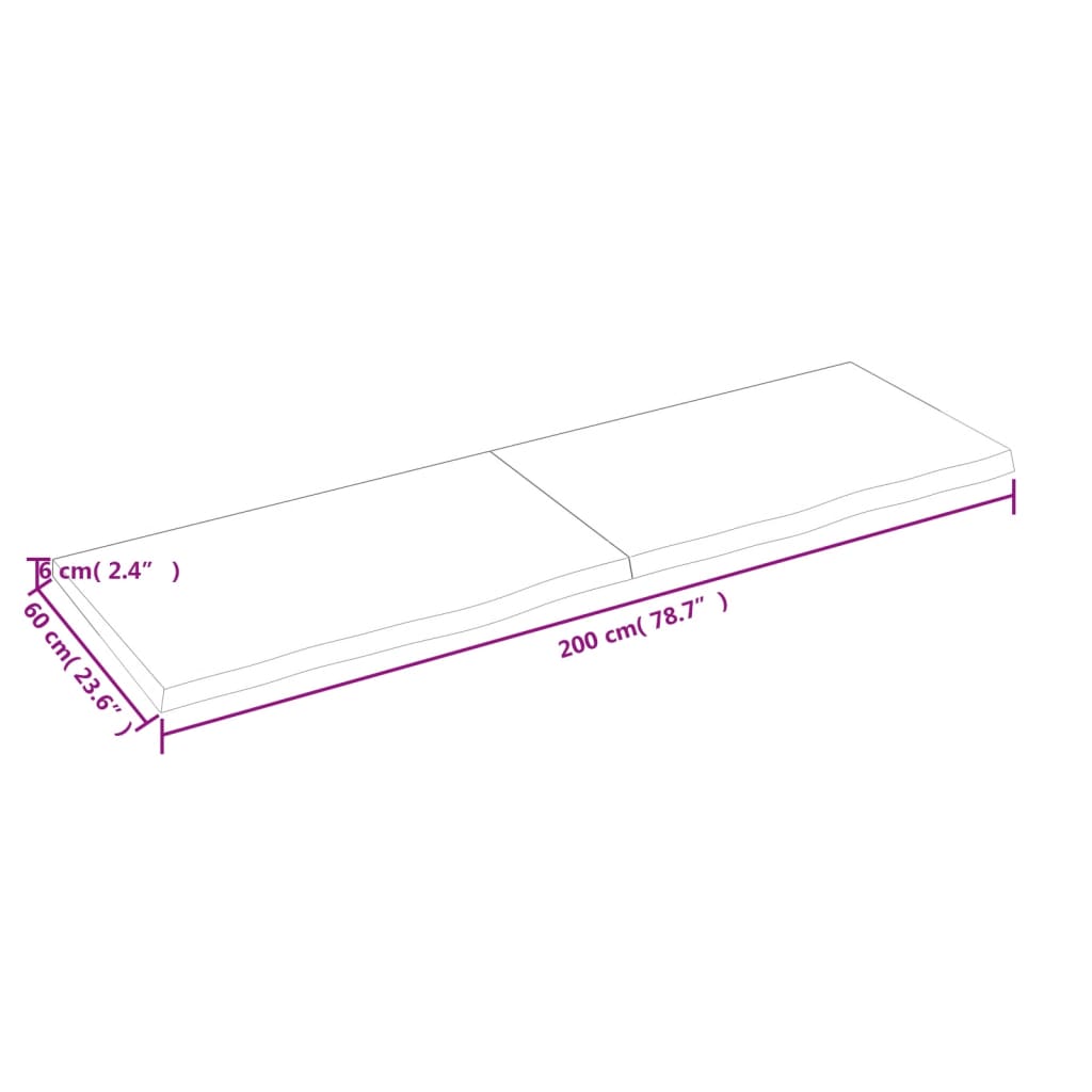 vidaXL Estante de pared madera maciza roble sin tratar 200x60x(2-6) cm