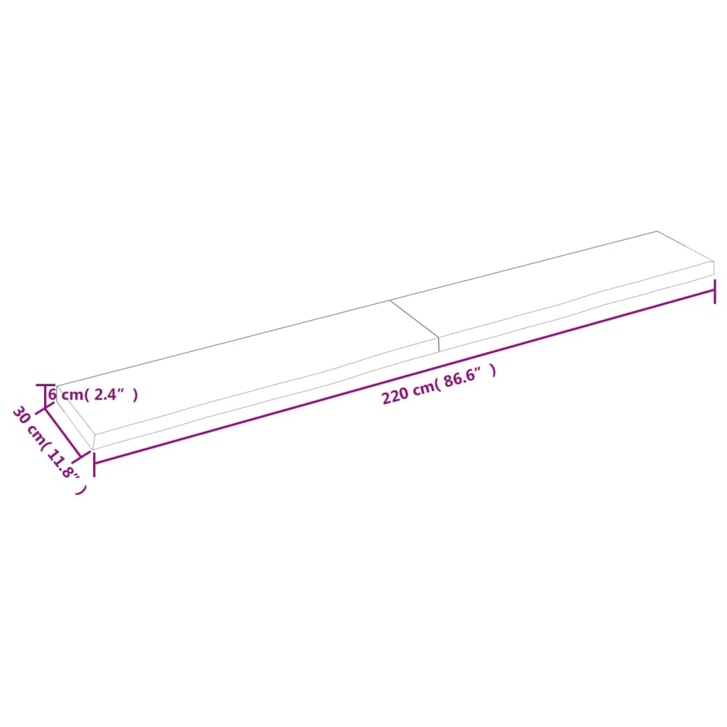 vidaXL Estante de pared madera maciza roble sin tratar 220x30x(2-6) cm