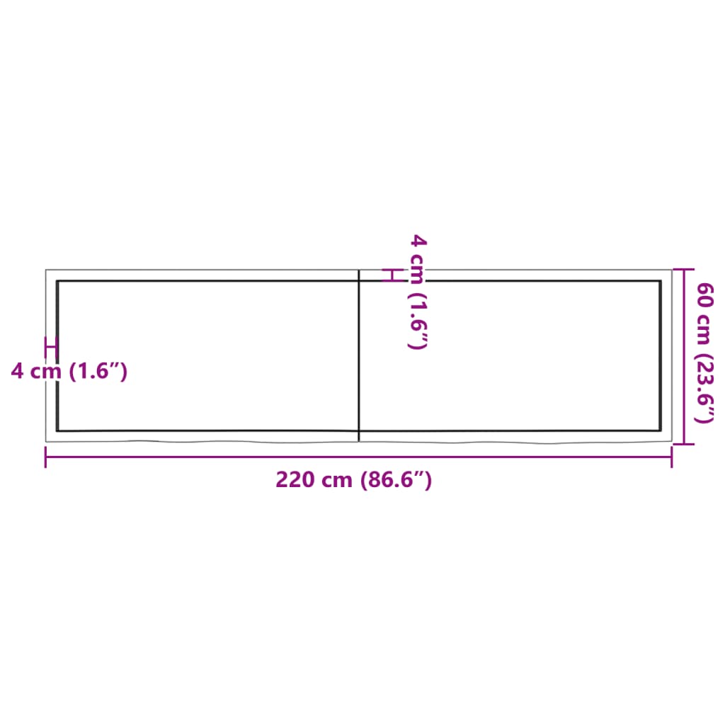 vidaXL Estante de pared madera maciza roble sin tratar 220x60x(2-4) cm