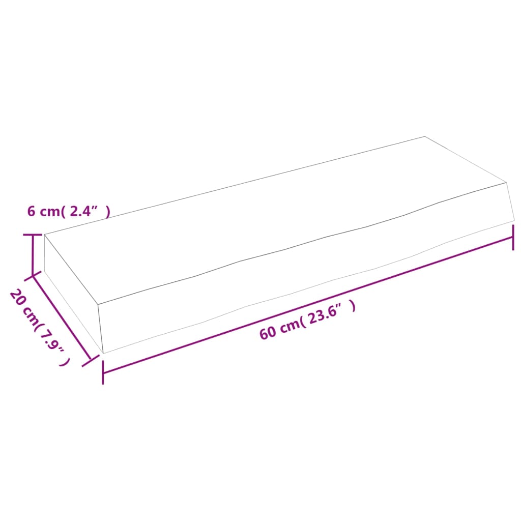 vidaXL Estante de pared madera de roble tratada marrón claro 60x20x6cm