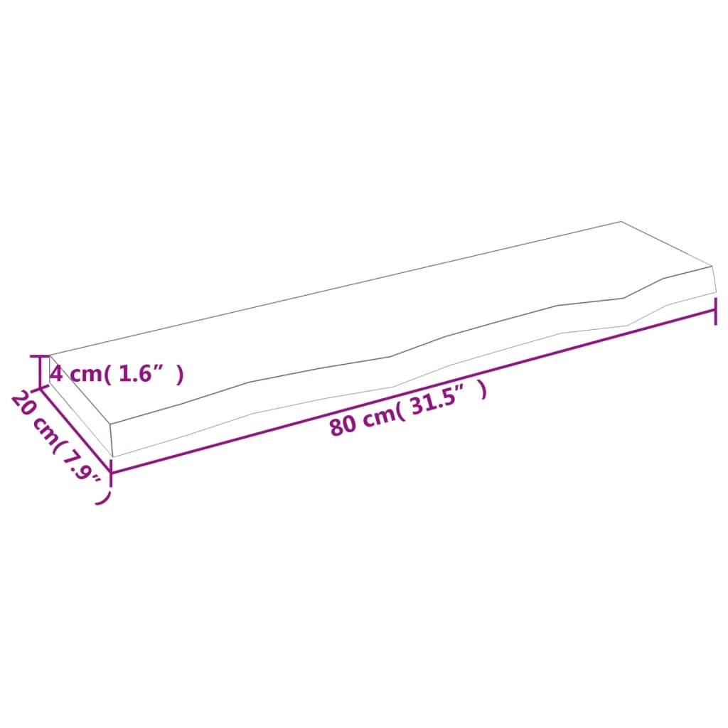 vidaXL Estante de pared madera de roble tratada marrón claro 80x20x4cm