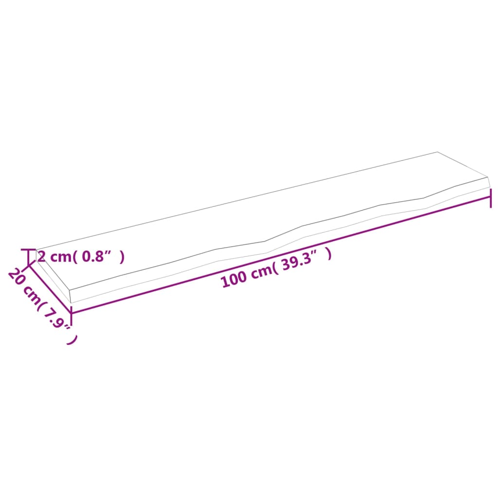 vidaXL Estante de pared madera roble tratada marrón claro 100x20x2 cm