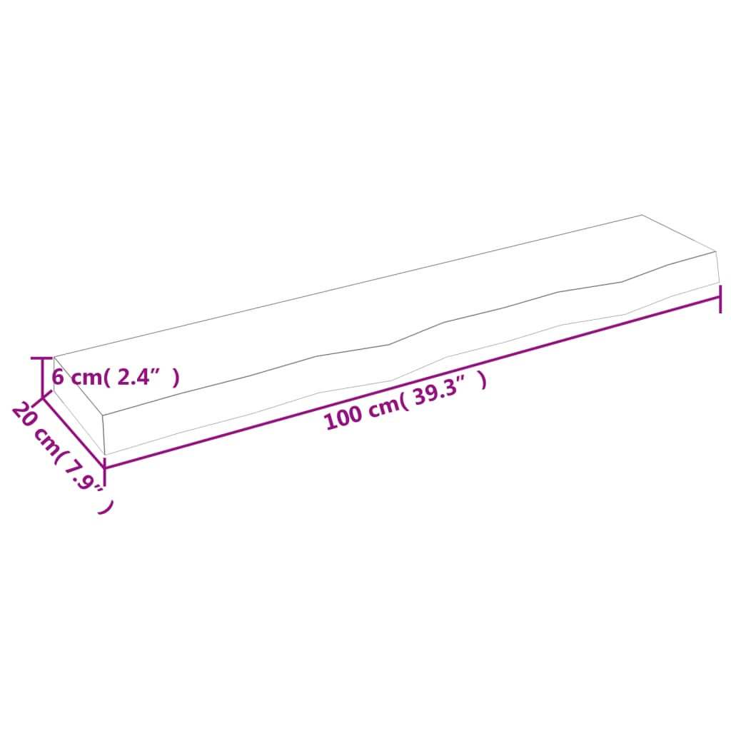 vidaXL Estante de pared madera roble tratada marrón claro 100x20x6 cm