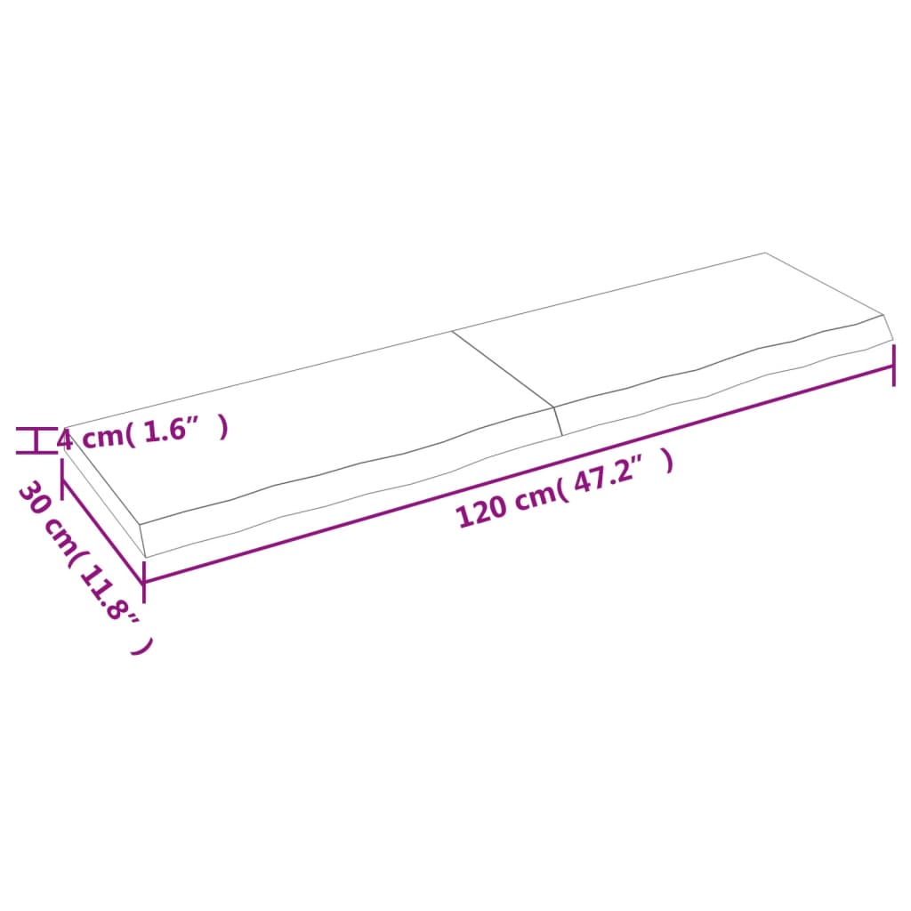 vidaXL Estante pared madera roble tratada marrón claro 120x30x(2-4) cm