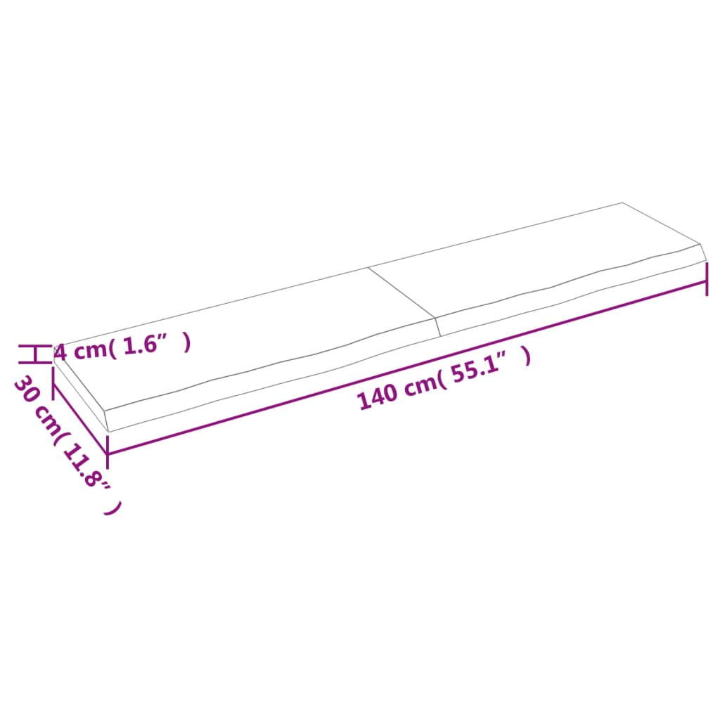 vidaXL Estante pared madera roble tratada marrón claro 140x30x(2-4) cm