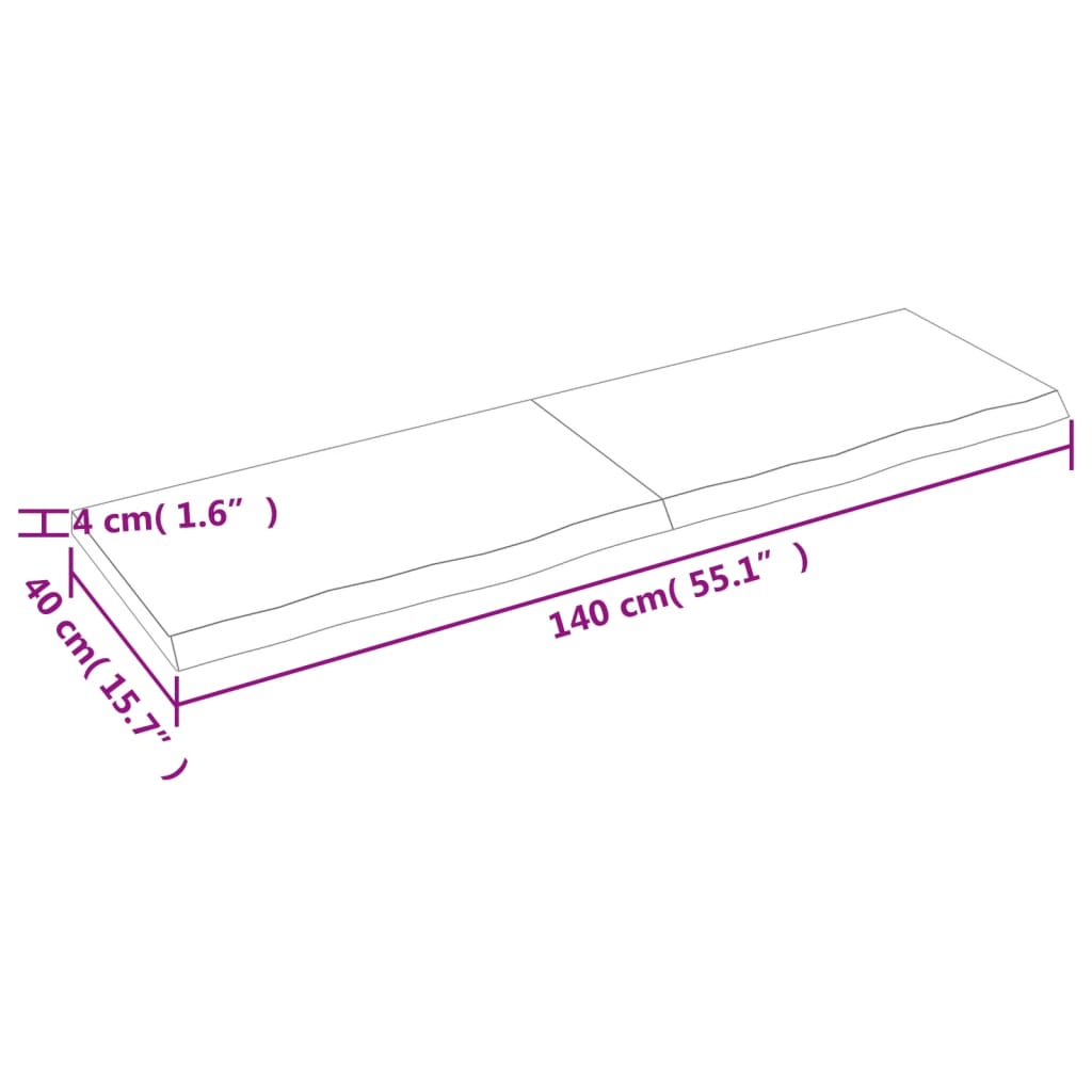 vidaXL Estante pared madera roble tratada marrón claro 140x40x(2-4) cm