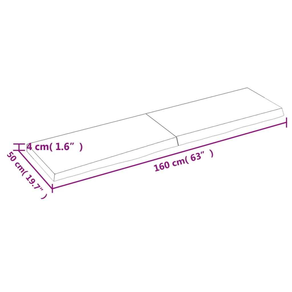 vidaXL Estante pared madera roble tratada marrón claro 160x50x(2-4) cm