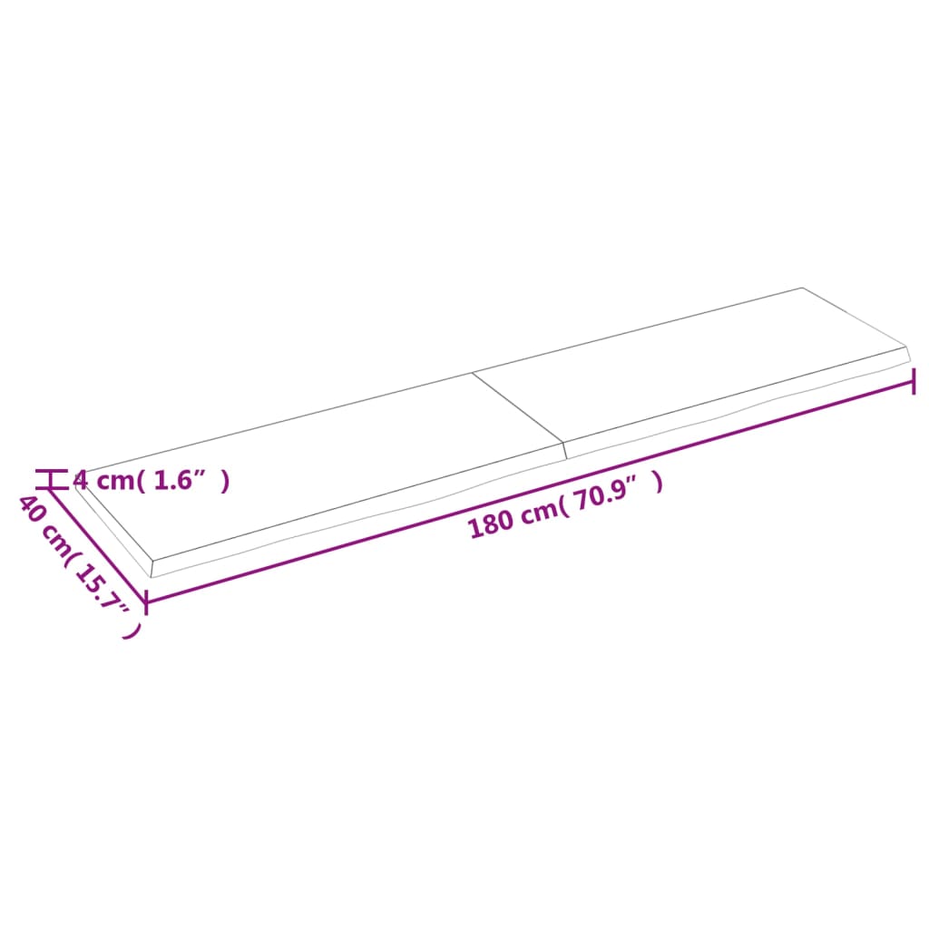 vidaXL Estante pared madera roble tratada marrón claro 180x40x(2-4) cm