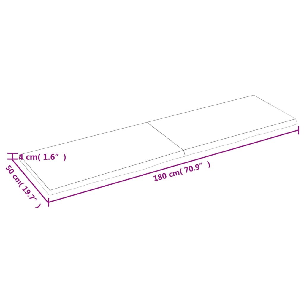 vidaXL Estante pared madera roble tratada marrón claro 180x50x(2-4) cm