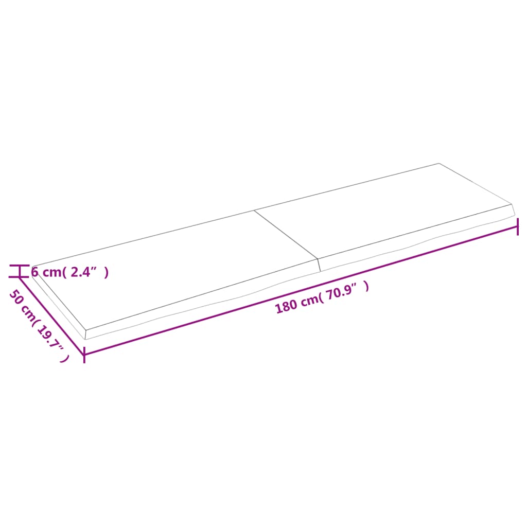 vidaXL Estante pared madera roble tratada marrón claro 180x50x(2-6) cm