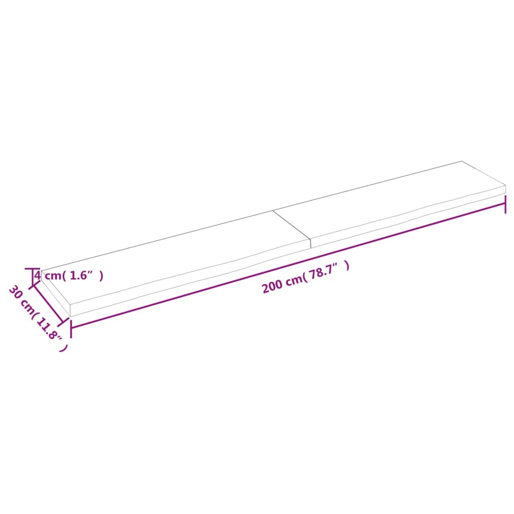 vidaXL Estante pared madera roble tratada marrón claro 200x30x(2-4) cm