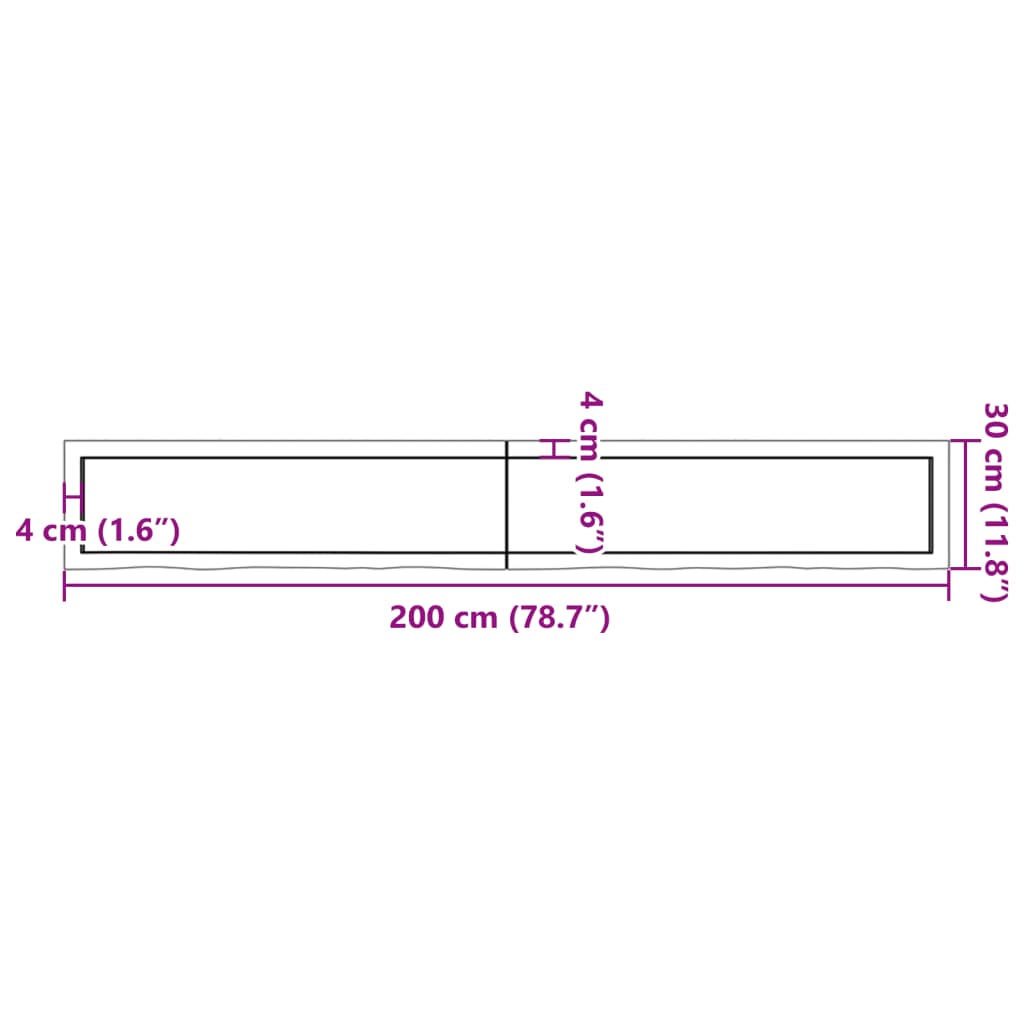 vidaXL Estante pared madera roble tratada marrón claro 200x30x(2-4) cm