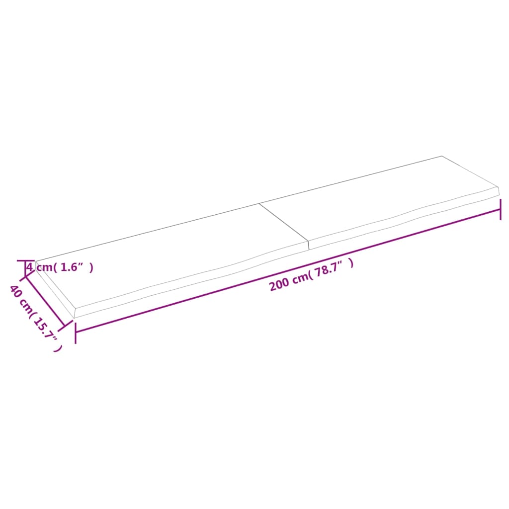 vidaXL Estante pared madera roble tratada marrón claro 200x40x(2-4) cm