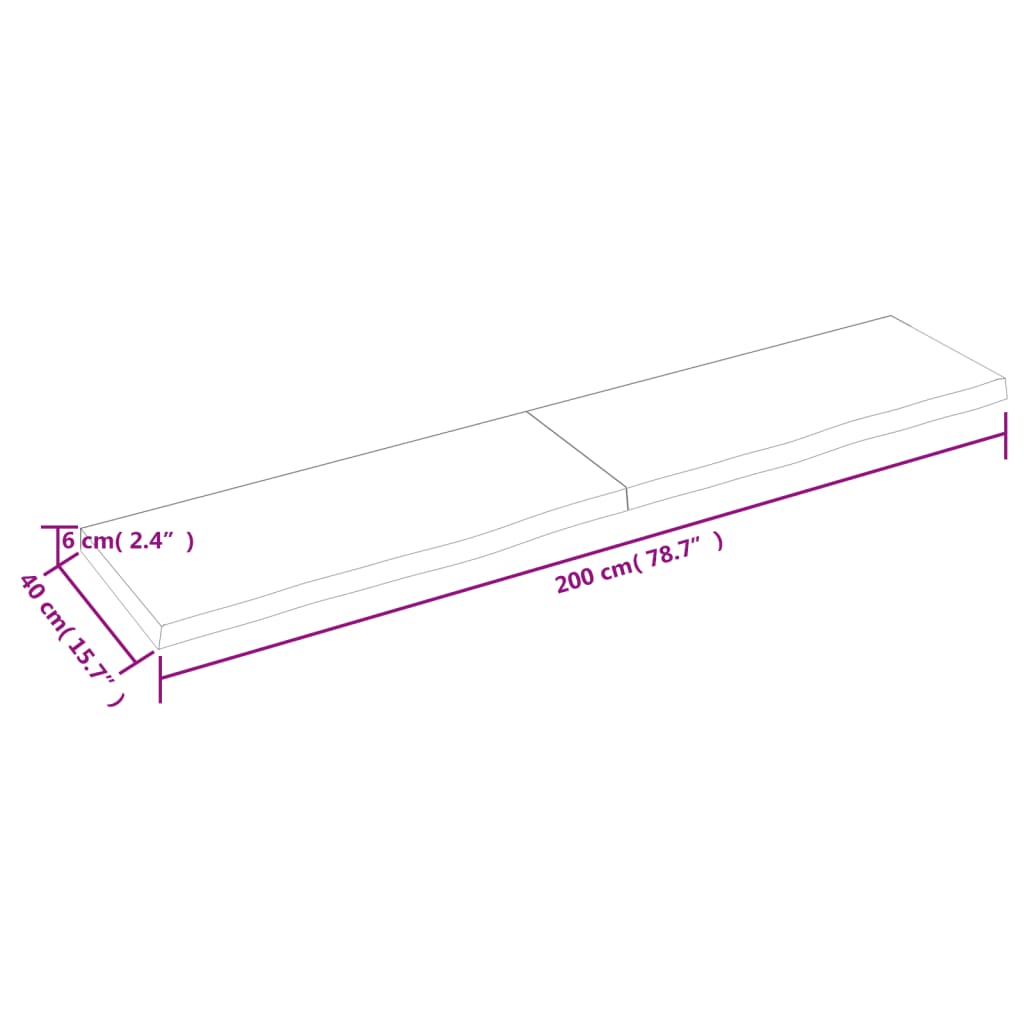 vidaXL Estante pared madera roble tratada marrón claro 200x40x(2-6) cm