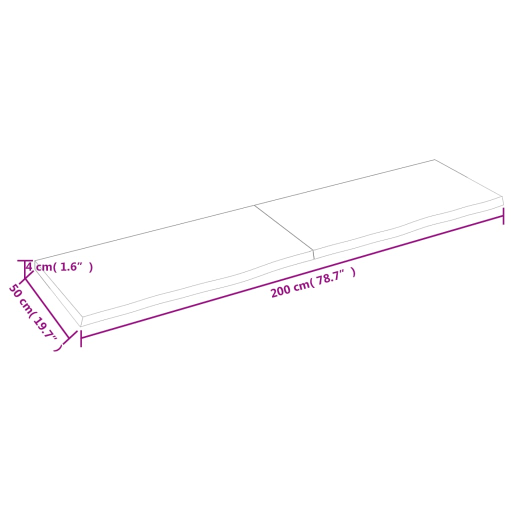 vidaXL Estante pared madera roble tratada marrón claro 200x50x(2-4) cm