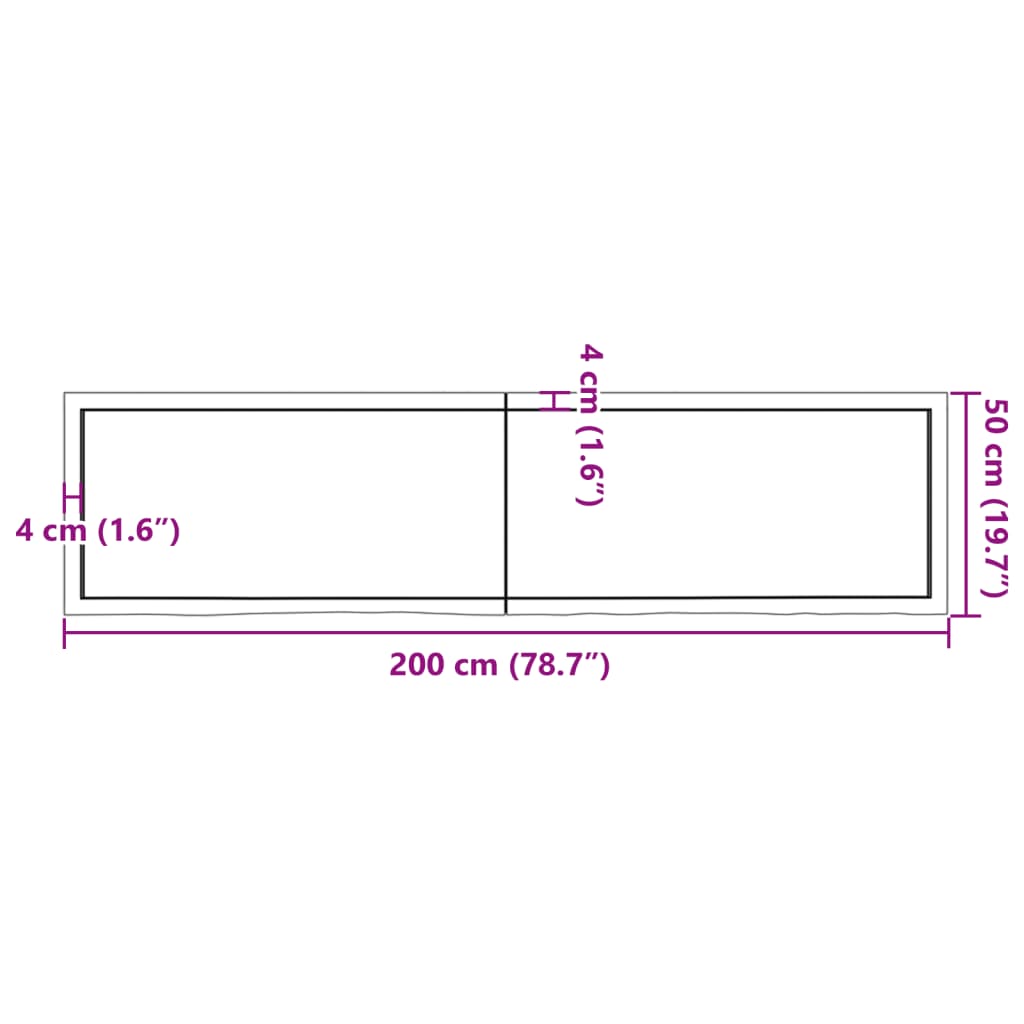 vidaXL Estante pared madera roble tratada marrón claro 200x50x(2-6) cm