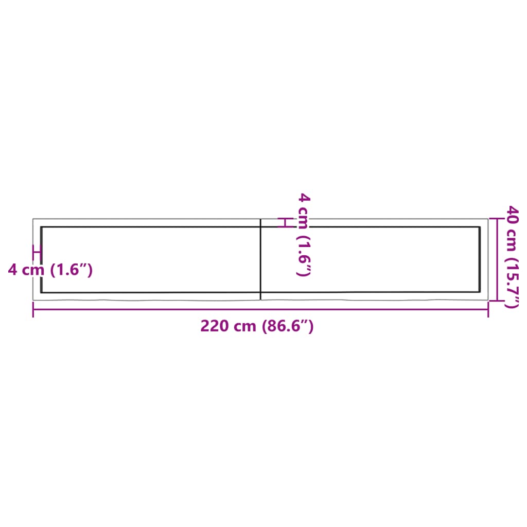 vidaXL Estante pared madera roble tratada marrón claro 220x40x(2-4) cm