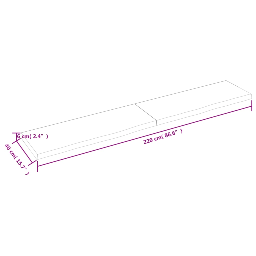 vidaXL Estante pared madera roble tratada marrón claro 220x40x(2-6) cm