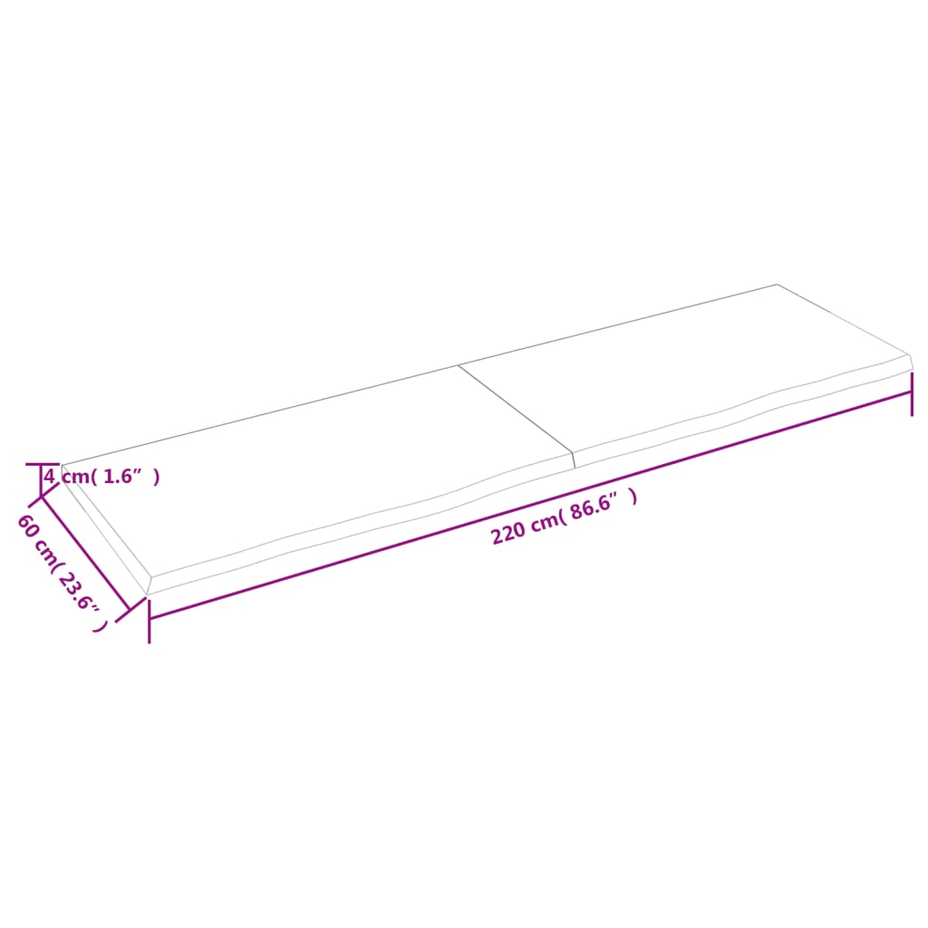 vidaXL Estante pared madera roble tratada marrón claro 220x60x(2-4) cm