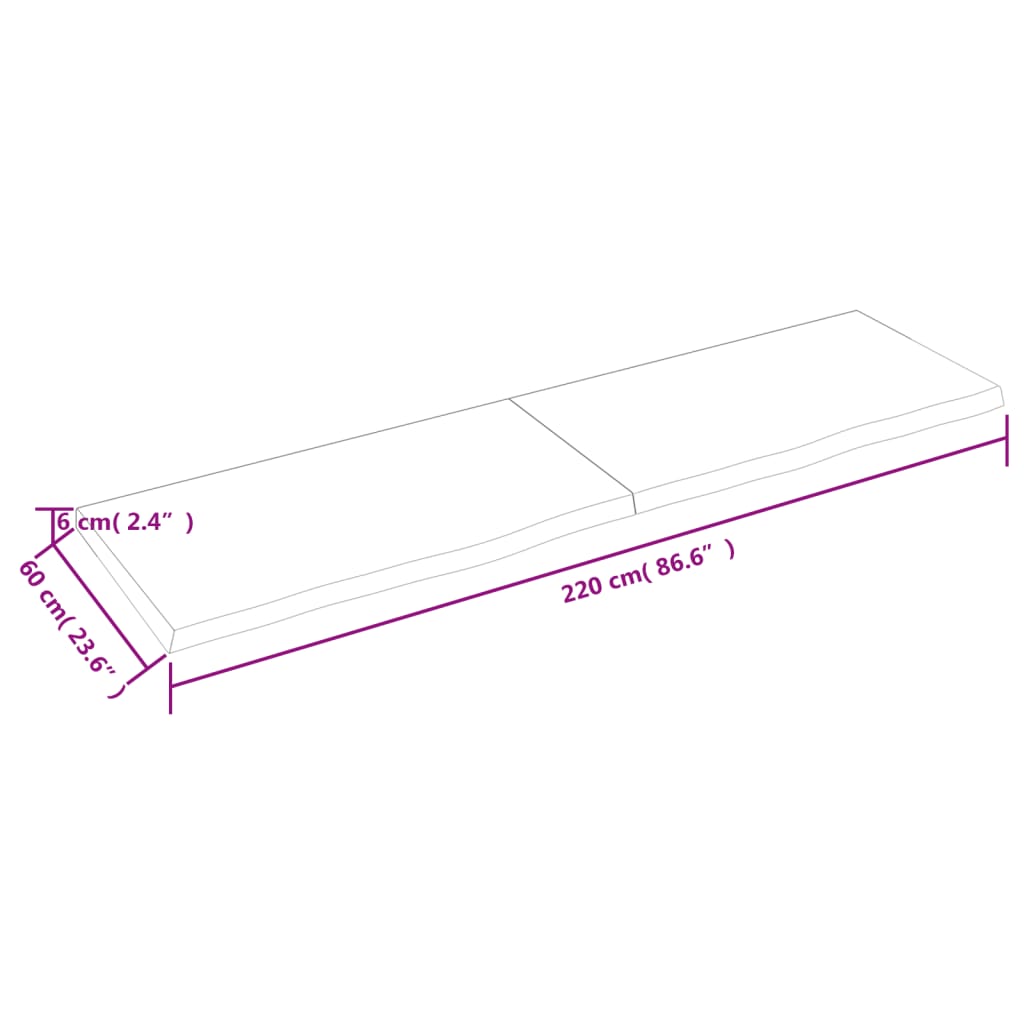 vidaXL Estante pared madera roble tratada marrón claro 220x60x(2-6) cm