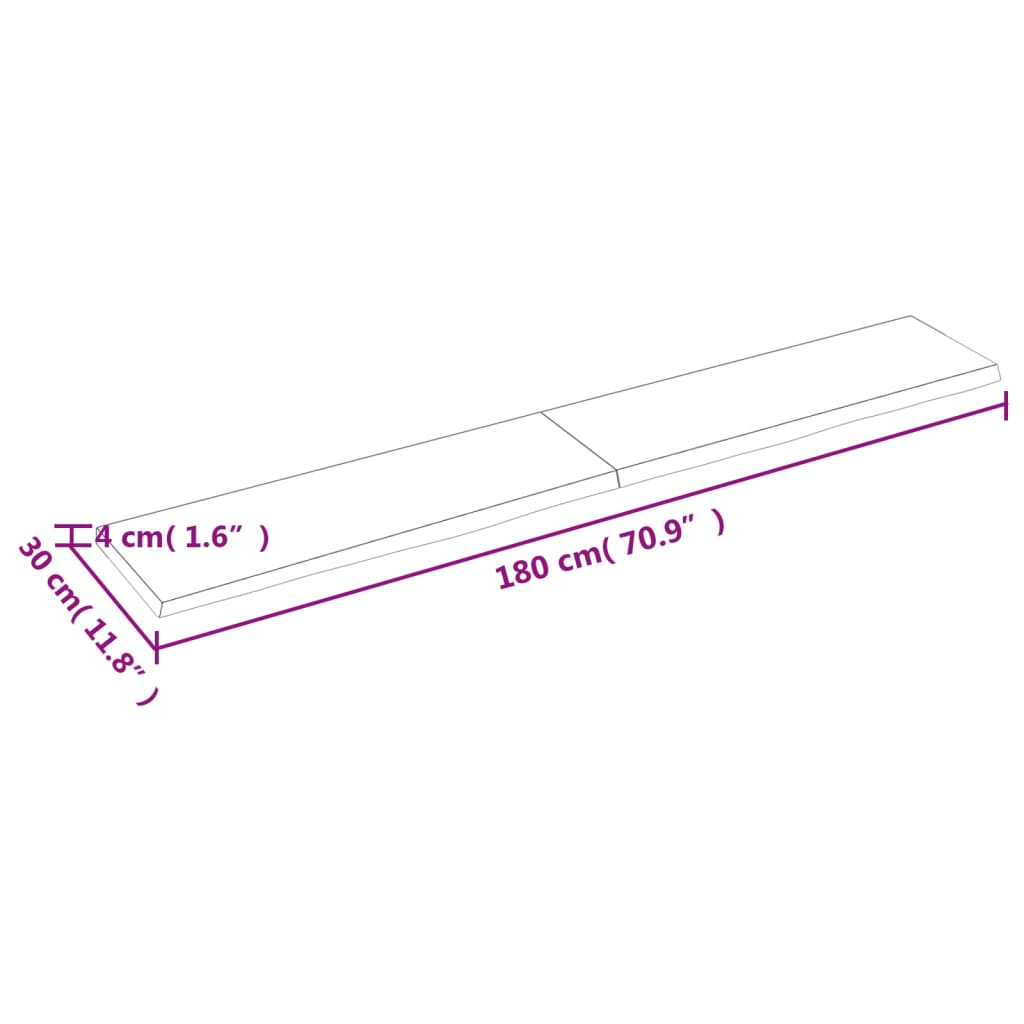 vidaXL Estante pared madera roble tratada marrón oscuro 180x30x(2-4)cm