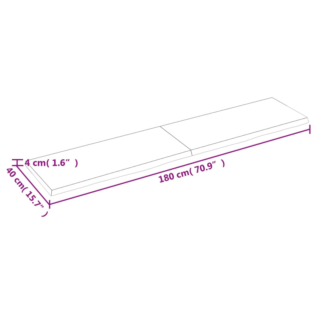 vidaXL Estante pared madera roble tratada marrón oscuro 180x40x(2-4)cm