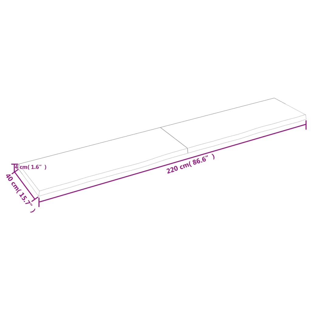 vidaXL Estante pared madera roble tratada marrón oscuro 220x40x(2-4)cm