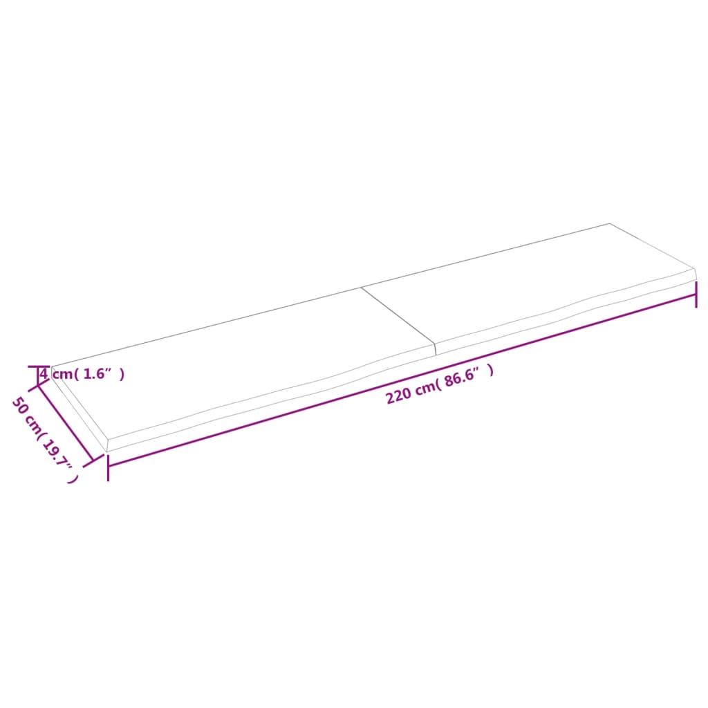 vidaXL Estante pared madera roble tratada marrón oscuro 220x50x(2-4)cm