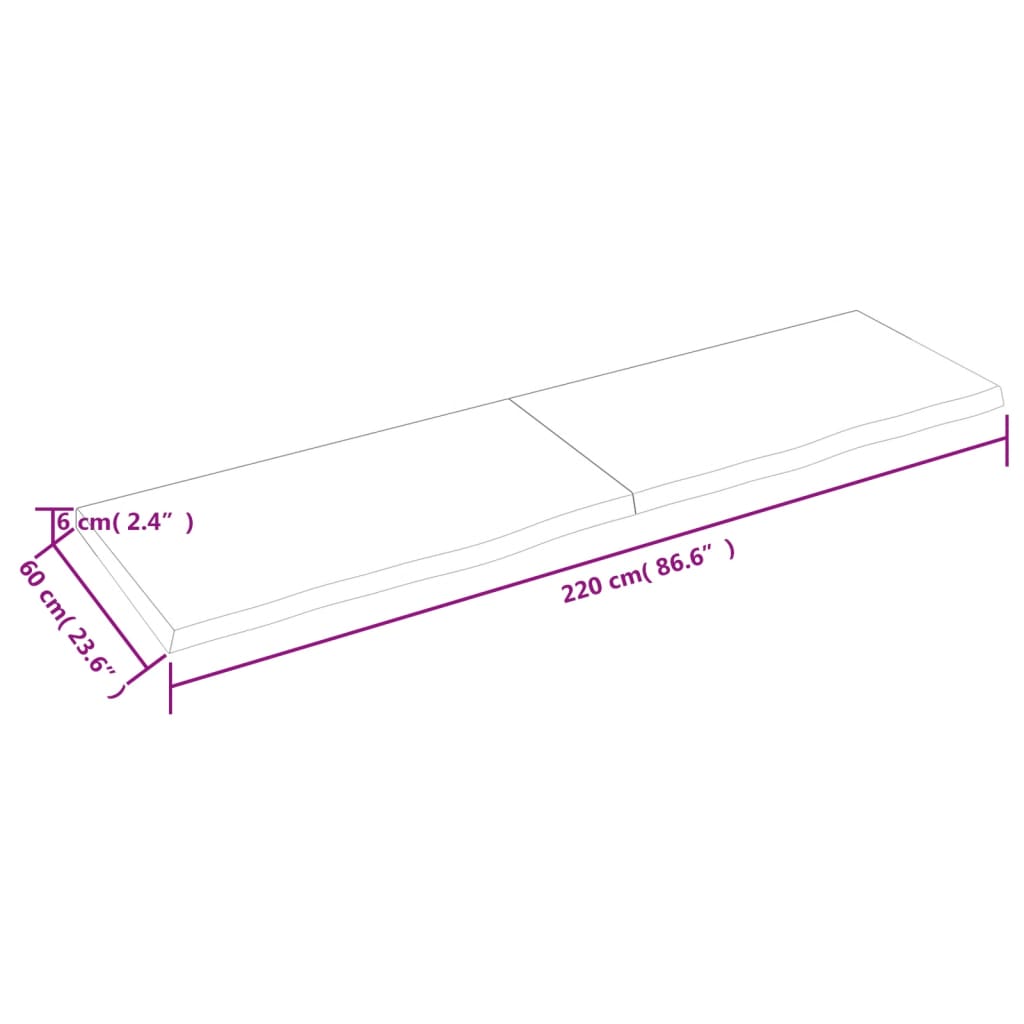 vidaXL Estante pared madera roble tratada marrón oscuro 220x60x(2-6)cm