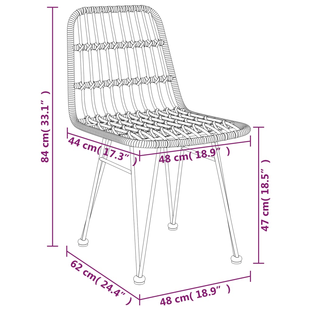 vidaXL Juego de comedor de jardín 3 piezas ratán sintético negro