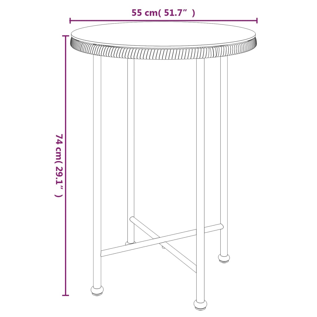 vidaXL Juego de comedor de jardín 3 piezas ratán sintético negro