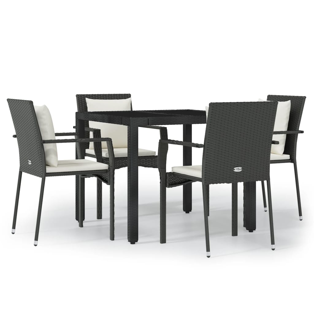 vidaXL Set de muebles jardín 5 pzas con cojines ratán sintético negro