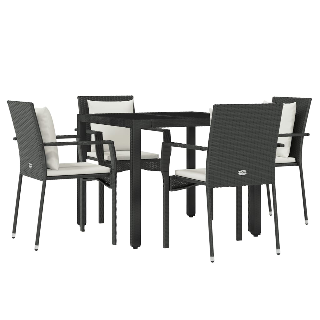 vidaXL Set de muebles jardín 5 pzas con cojines ratán sintético negro