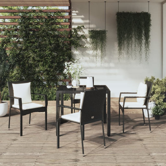 vidaXL Set de muebles jardín 5 pzas con cojines ratán sintético negro