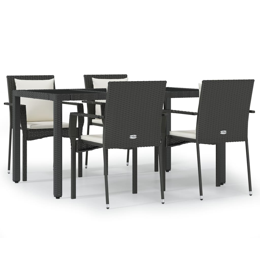 vidaXL Set de muebles jardín 5 pzas con cojines ratán sintético negro