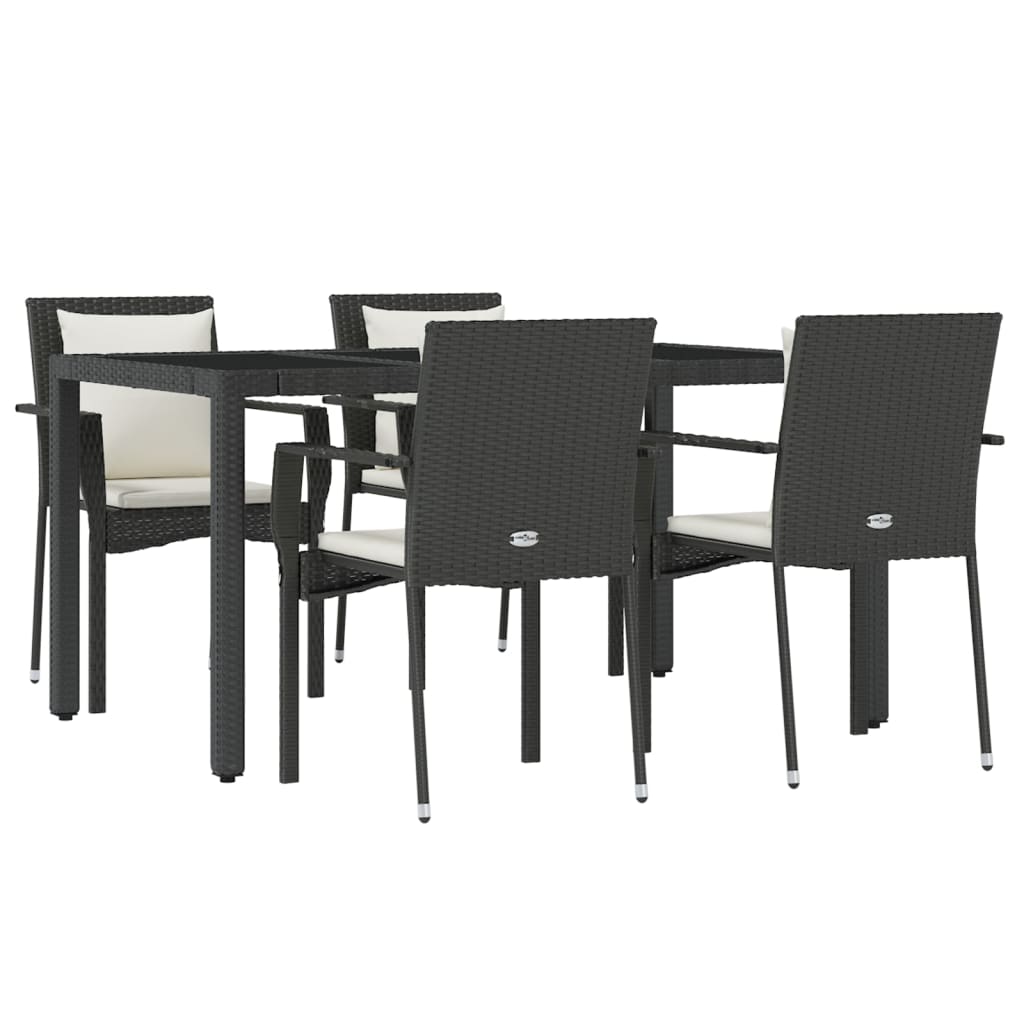 vidaXL Set de muebles jardín 5 pzas con cojines ratán sintético negro