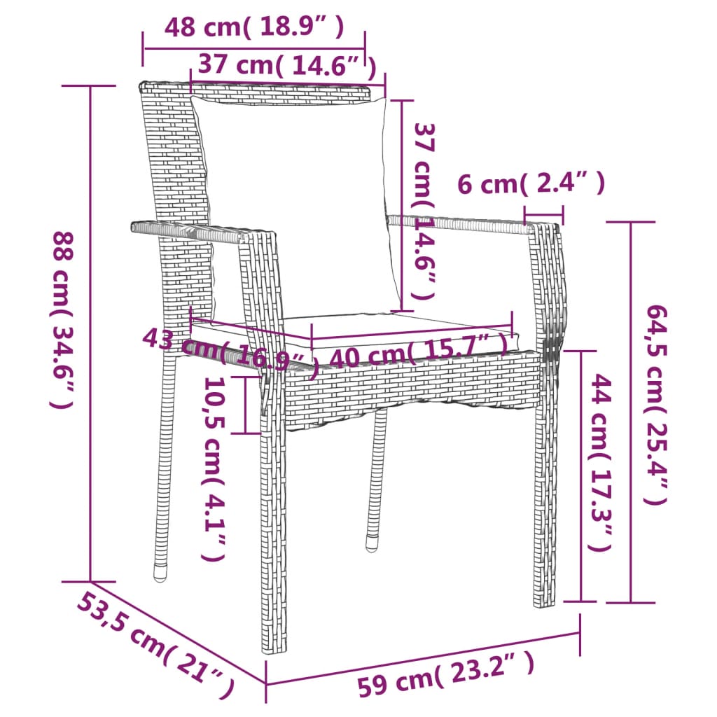 vidaXL Set de muebles jardín 5 pzas con cojines ratán sintético negro