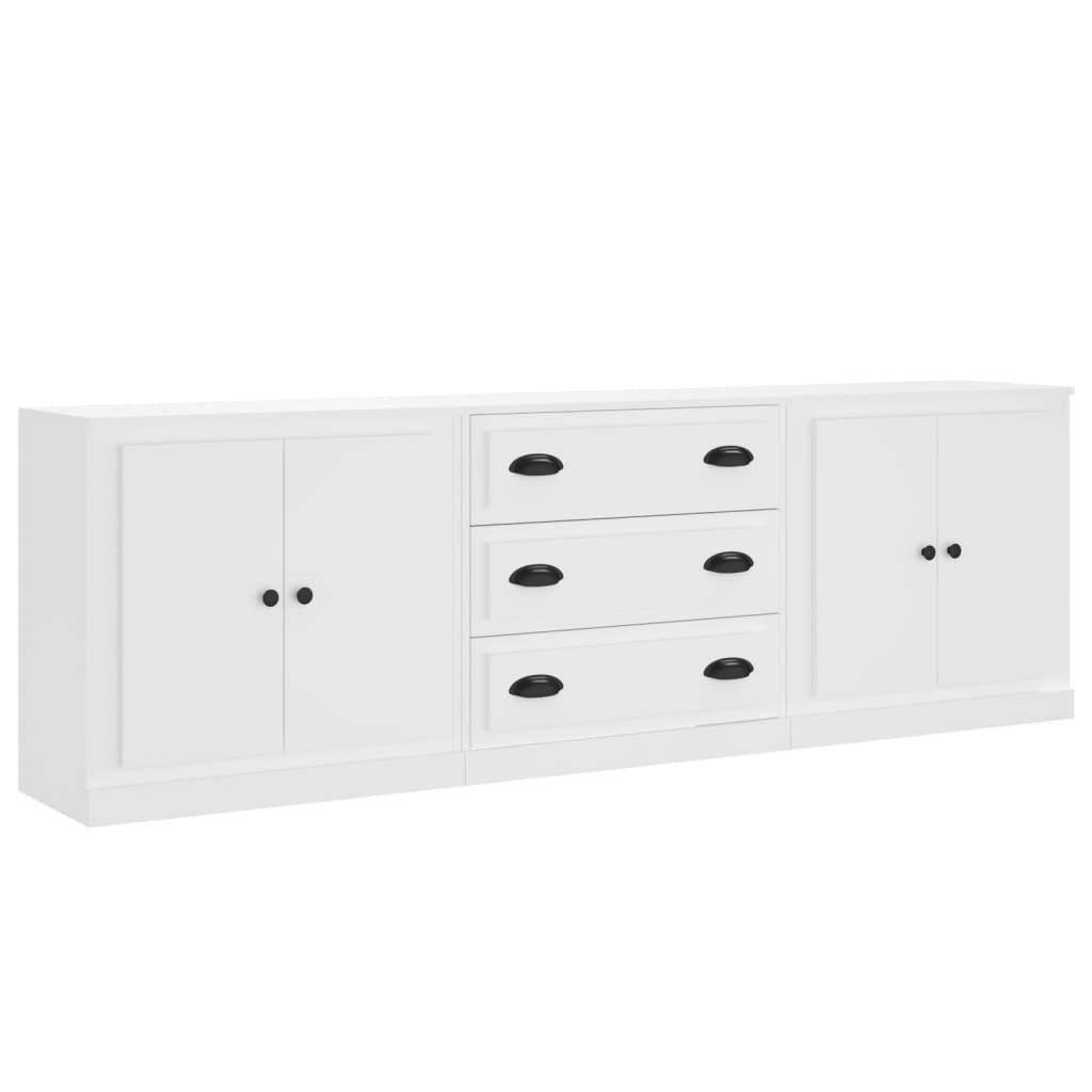 vidaXL Aparadores 3 piezas madera contrachapada blanco