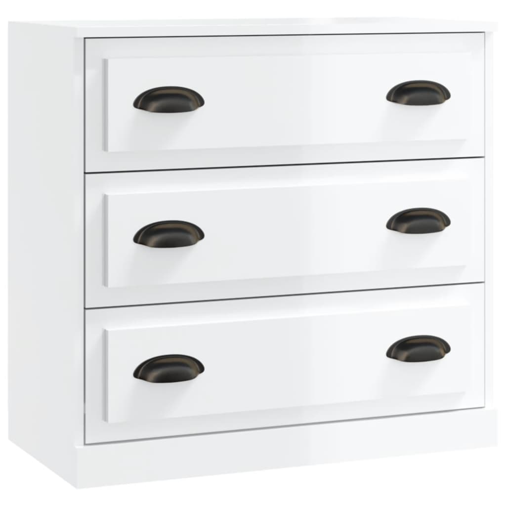 vidaXL Aparadores 3 uds madera contrachapada blanco brillo