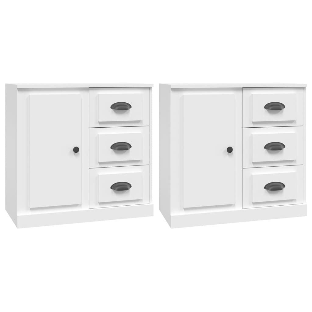 vidaXL Aparadores 2 piezas madera contrachapada blanco