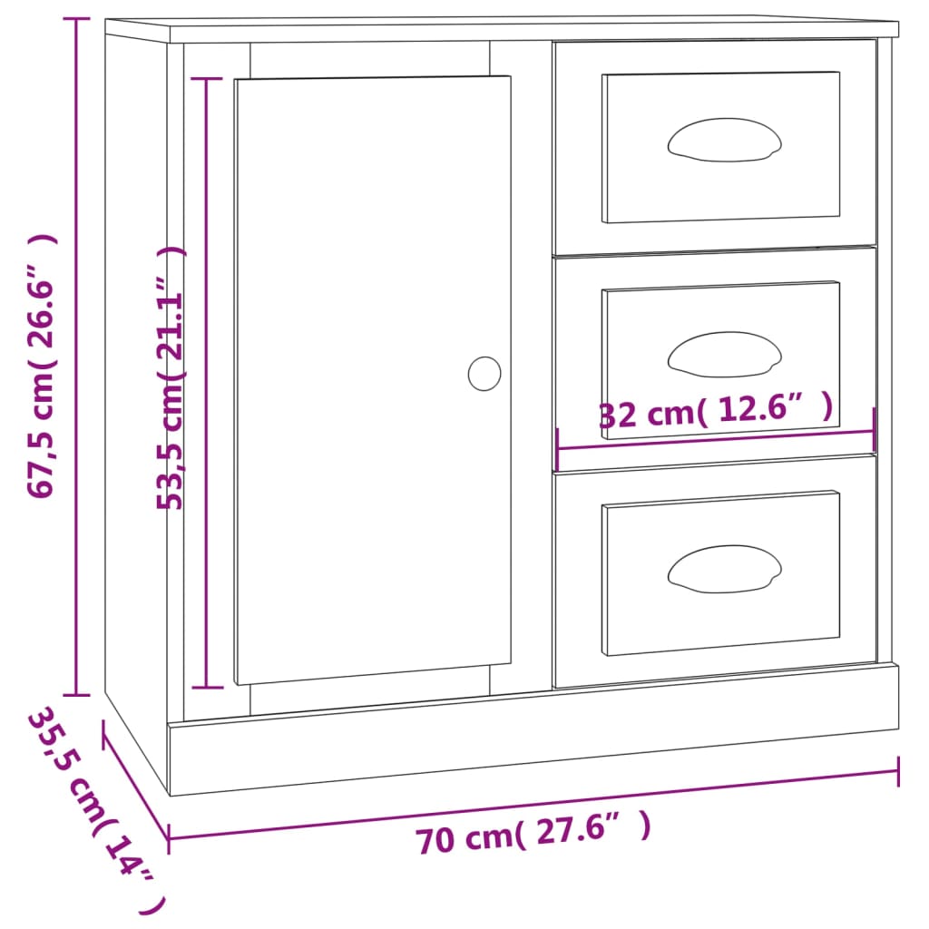 vidaXL Aparadores 2 uds madera contrachapada negro