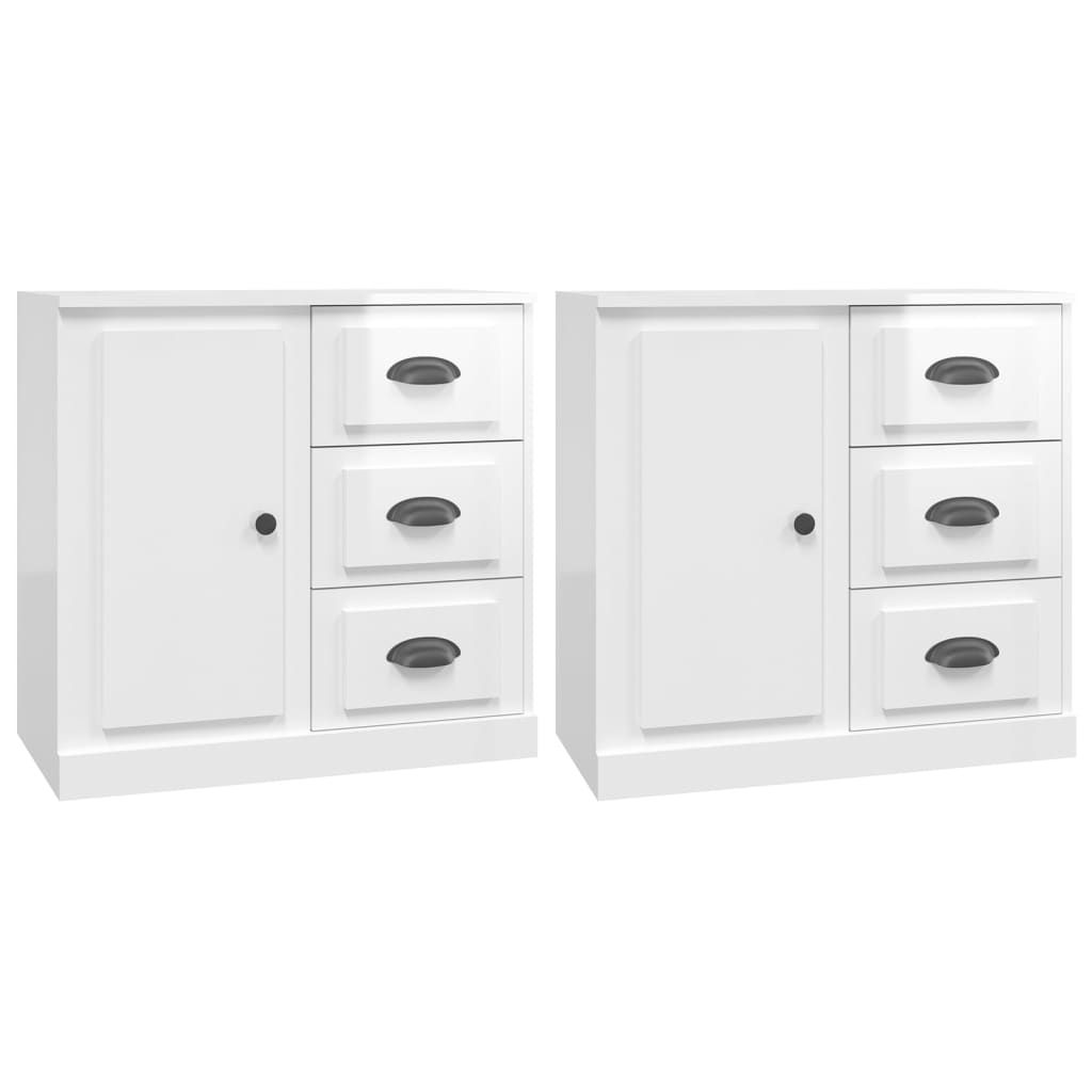 vidaXL Aparadores 2 uds madera contrachapada blanco brillo