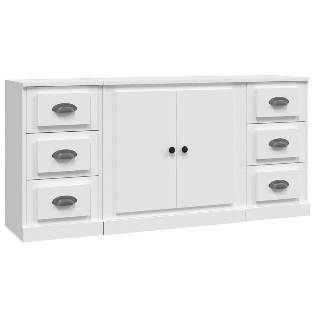 vidaXL Aparadores 3 piezas madera contrachapada blanco