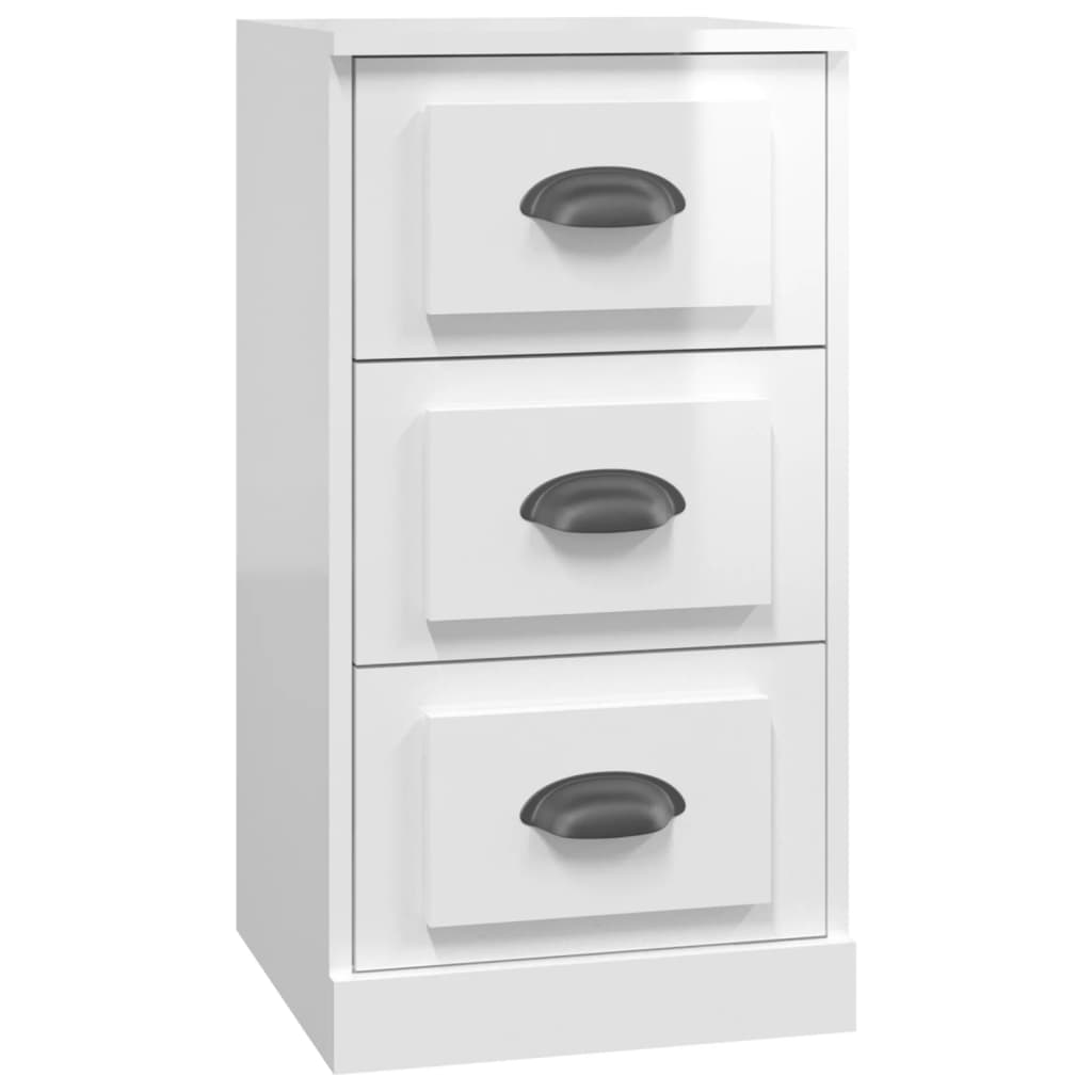 vidaXL Aparadores 3 uds madera contrachapada blanco brillo