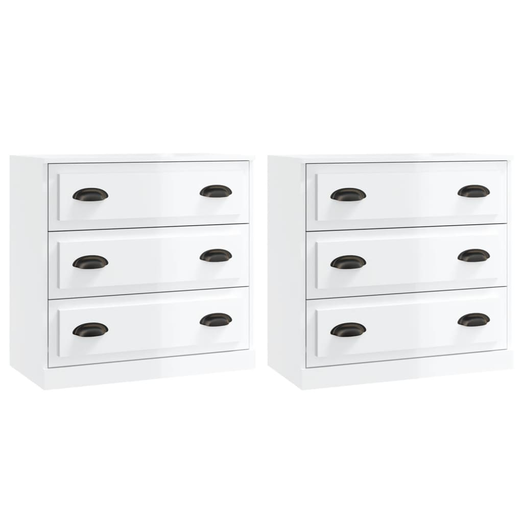 vidaXL Aparadores 2 uds madera contrachapada blanco brillo